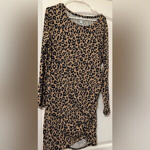 Hi Mone Leopard Print Long Sleeve Dress